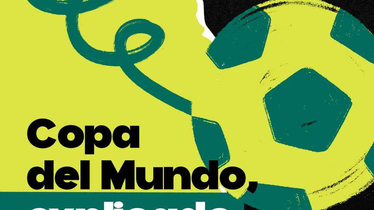 Abstract soccer ball graphic with "Copa del Mundo, explicado" text.