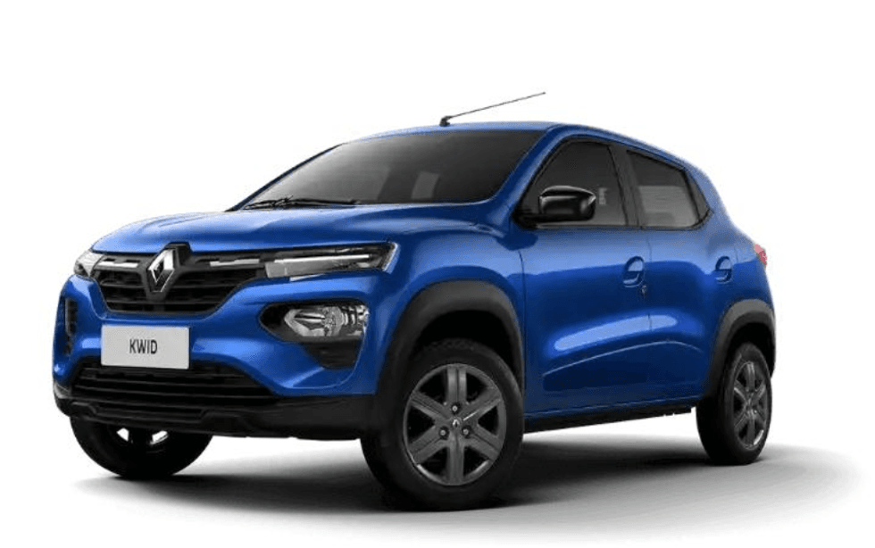 Blue compact SUV with black accents on a white background.