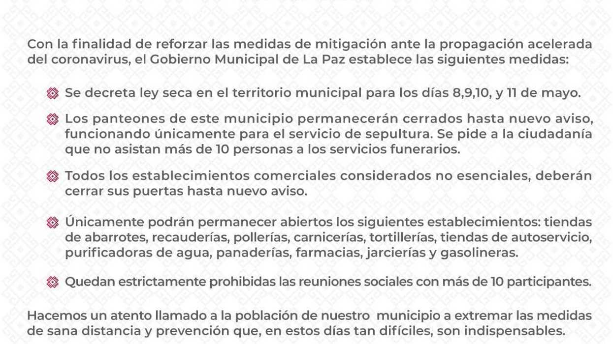 Establece medidas estrictas para enfrentar la pandemia por Covid-19 en el municipio de la Paz, en el Estado de México.
