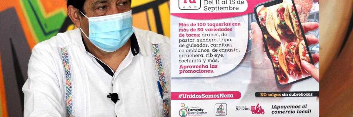 Ante la crisis económica que vive el país por la pandemia del COVID-19 anuncia alcalde Juan Hugo de la Rosa, la primera feria virtual del taco Neza 2029.