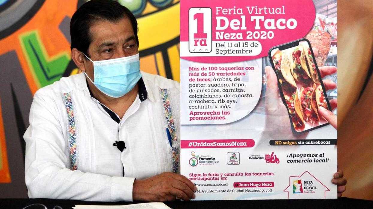 Ante la crisis económica que vive el país por la pandemia del COVID-19 anuncia alcalde Juan Hugo de la Rosa, la primera feria virtual del taco Neza 2029.