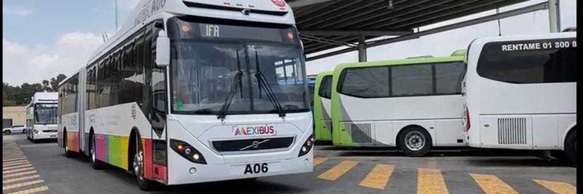 Fueron presentadas las unidades del mexibus que darán servicio al nuevo aeropuerto de Santa Lucía, en el Estado de México