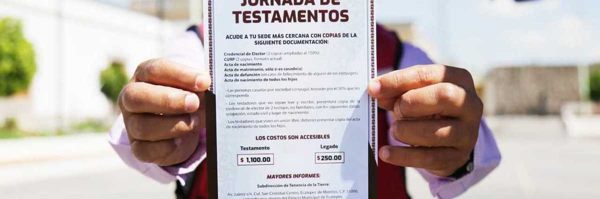 Se instalan módulos para tramitar testamentos en plazas públicas y parques en ecatepec, Estado de México