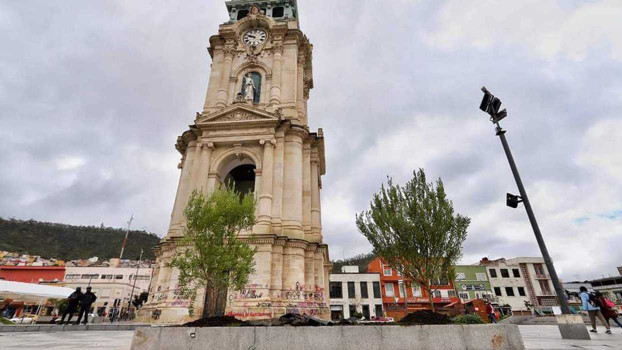 Reforestan explanada del Reloj Monumental de Pachuca, Hidalgo