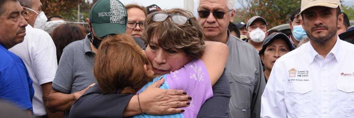 La gobernadora del estado de México Delfina Gómez recorre zonas afectadas por lluvias en oriente del Estado de México; supervisa atención a la población