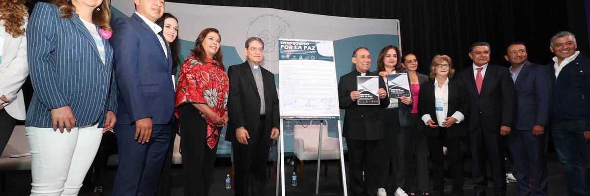 Dirigentes candidatos del estado de México firmaron compromiso por La Paz; asistieron a esta firma arzobispos de estado de México