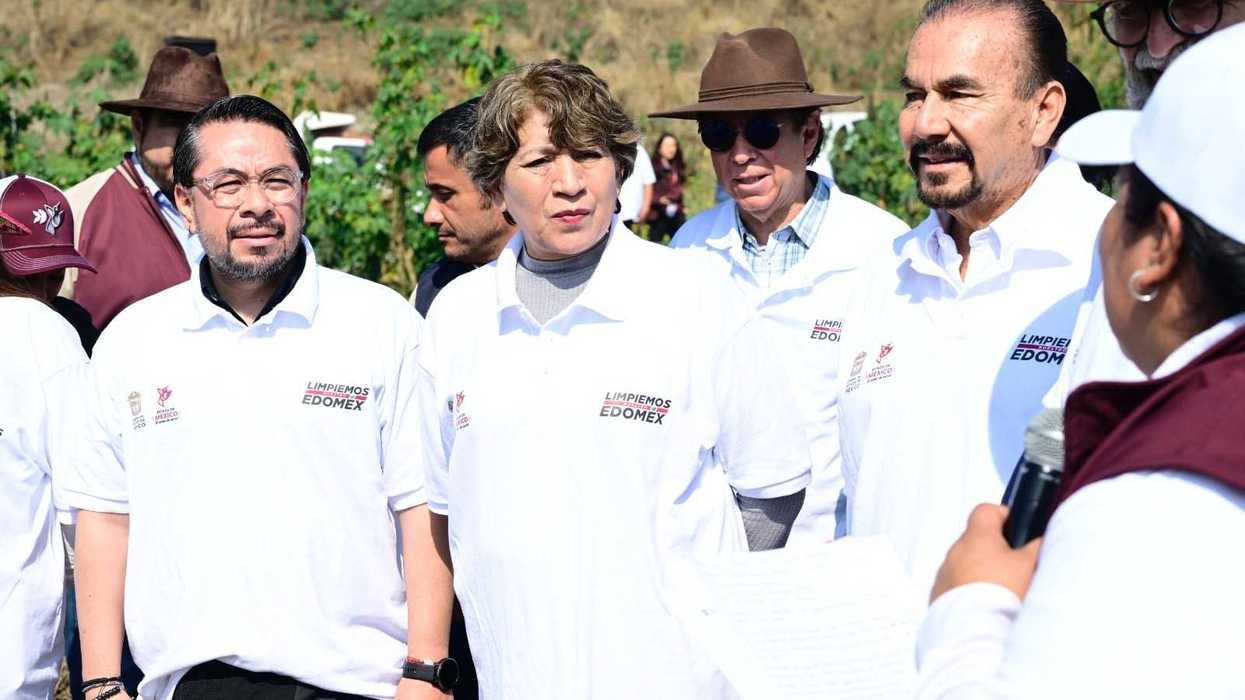 La Gobernadora Delfina Gómez Álvarez supervisa desazolve en presa El Ángulo; “Limpiemos Nuestro EdoMéx” prevé retirar 15 mil toneladas de basura*