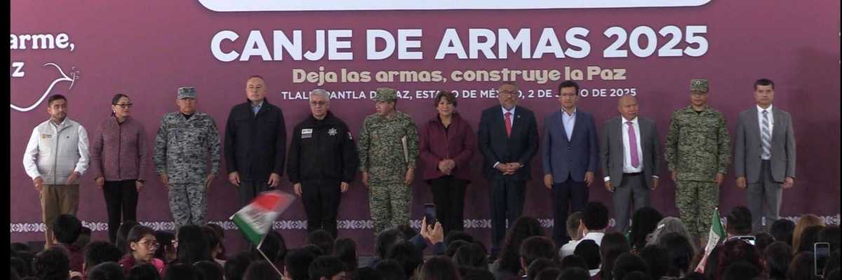 La gobernadora del estado de México Delfina Gómez Álvarez dio Inicia al cange de armas 2025 “ si al desarme, si a La Paz “ en el municipio de Tlalnepantla