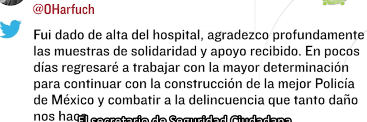 Omar García Harfuch es dado de alta.