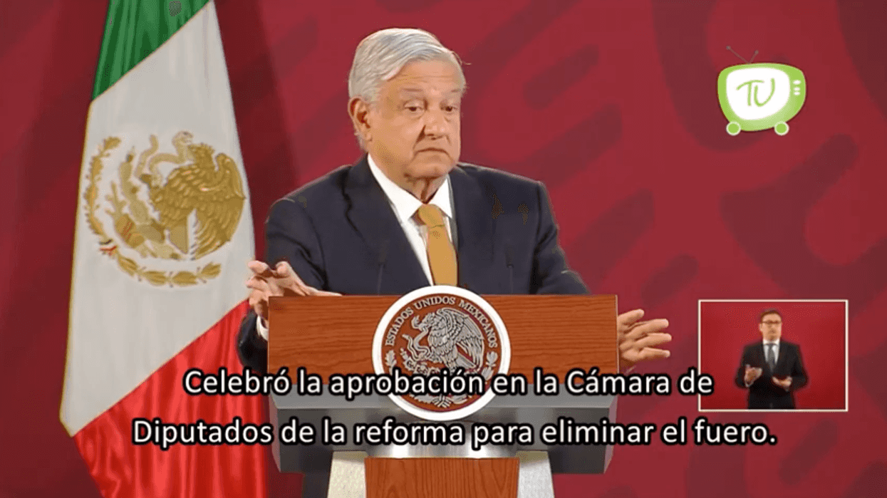 Celebra AMLO aprobación de Diputados para eliminar el fuero.