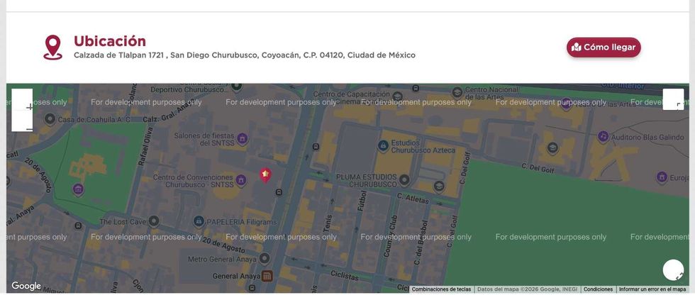 Map showing Calzada de Tlalpan 1721, Coyoac\u00e1n, Mexico City, with waypoint and navigation button.