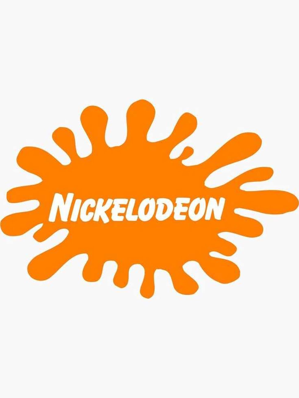 Orange Nickelodeon logo with a splatter design on a white background.