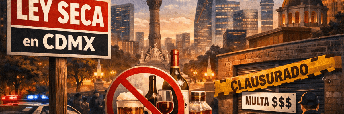 "Prohibition in CDMX; police enforcing alcohol ban with fines and closures at night."