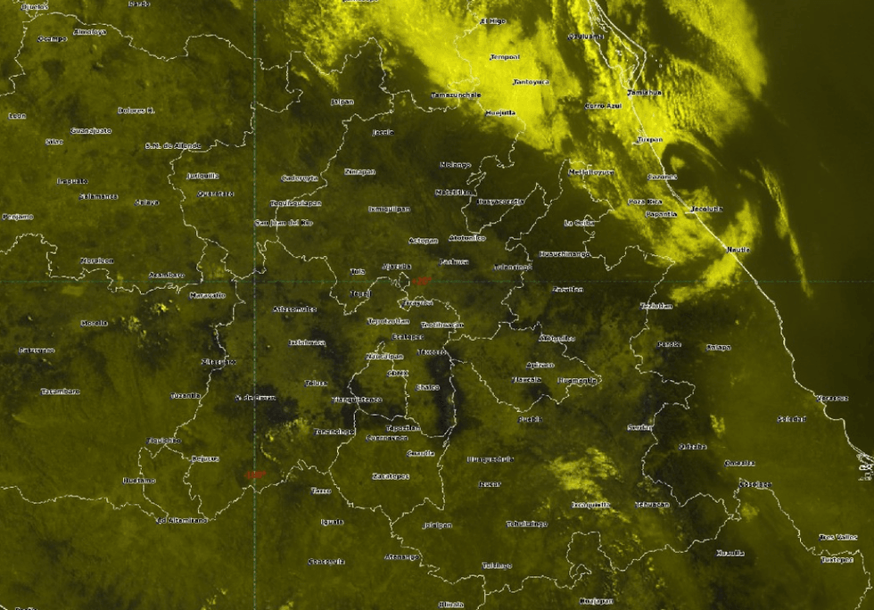 Satellite image showing cloud coverage and regional labels over East Africa.