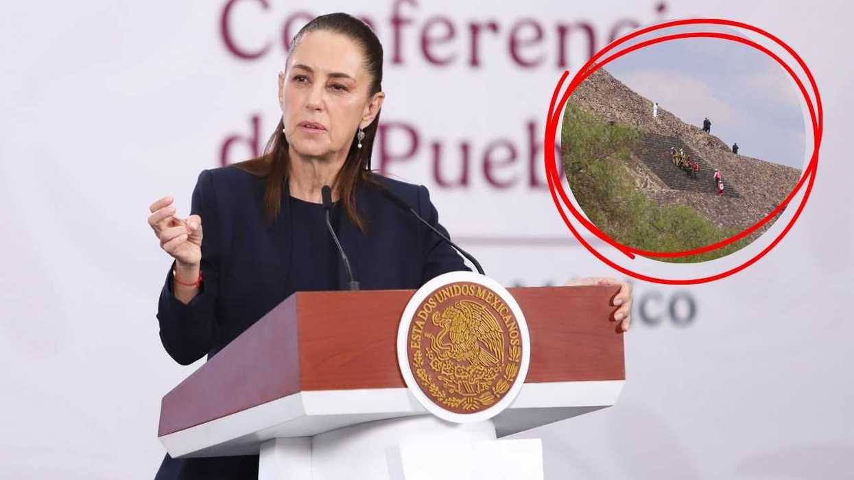 Speaker at podium with inset of people on a pyramid.
