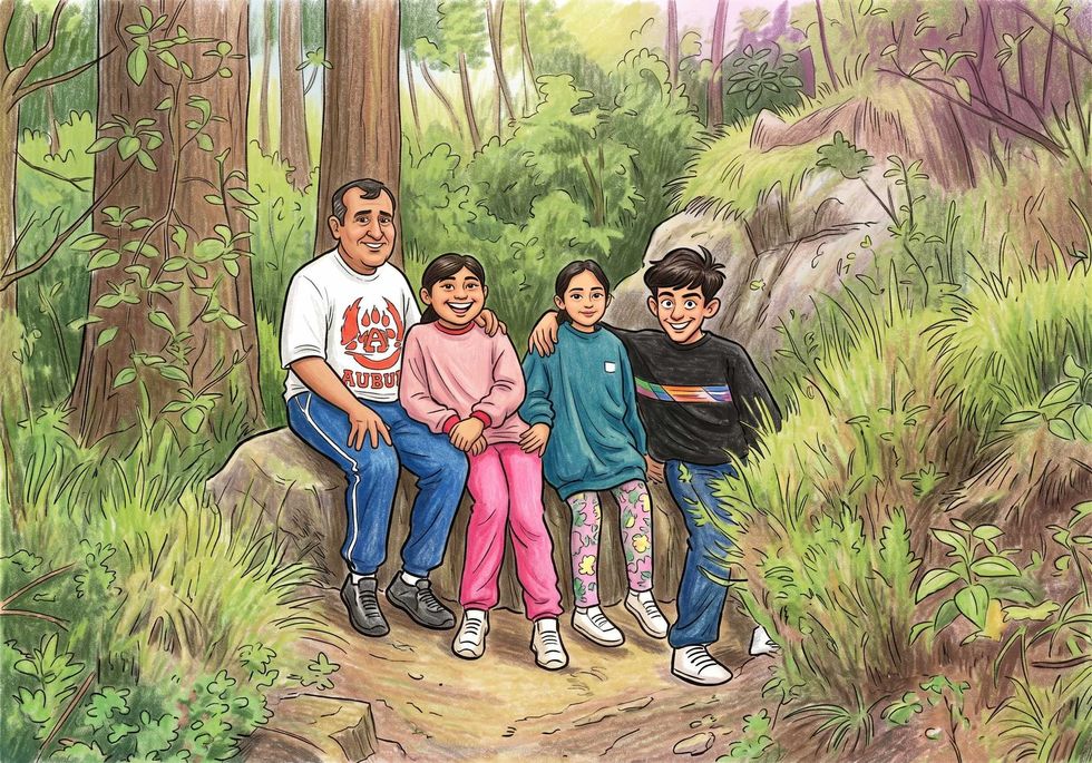 Una familia en el bosque