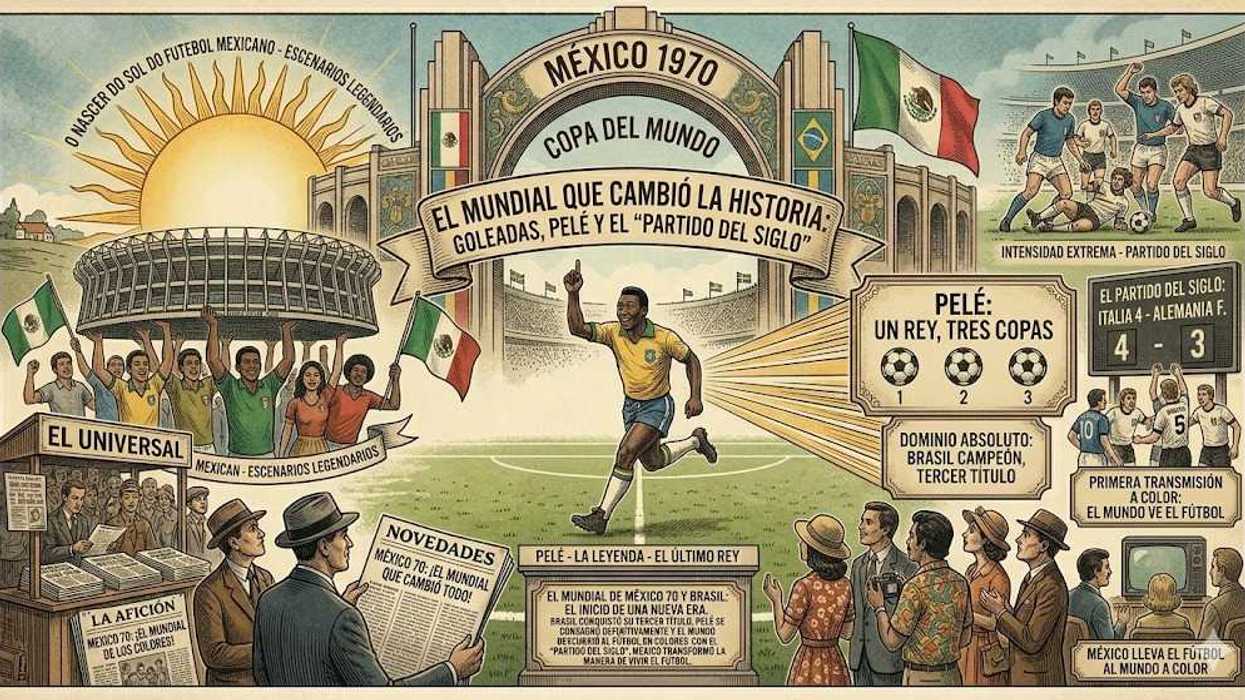 Vintage poster celebrating the 1970 World Cup in Mexico, featuring a soccer player.
