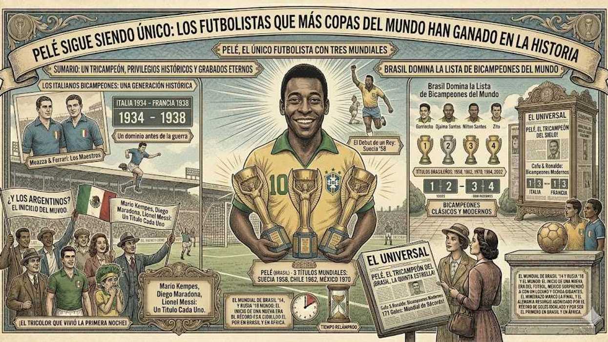 Vintage-style illustration celebrating Pelé's World Cup achievements and football history.