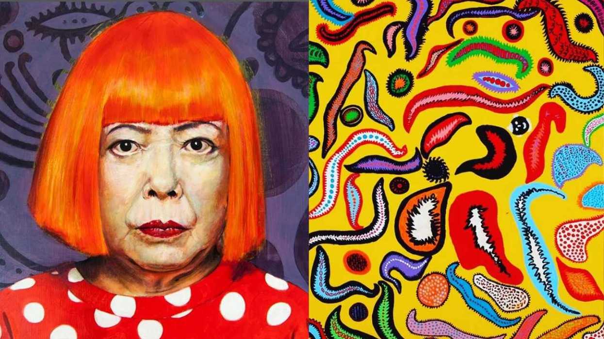 Yayoi Kusama durante su visita al Museo Tamayo en Ciudad de México